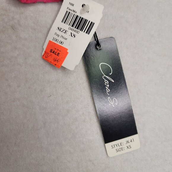 Clara S XS Fuchsia Sheer Zebra Button-Front Jacket Long Sleeve New with Tags - Picture 6 of 9